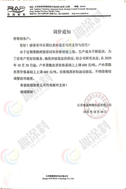 注意 聚酯樹脂開始漲價